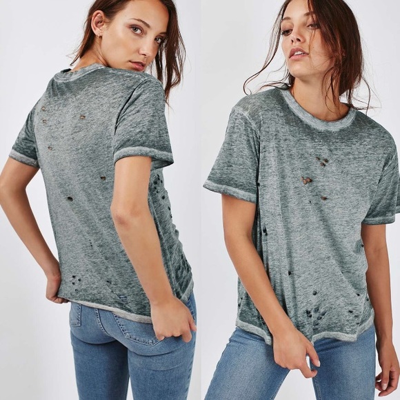 Topshop Tops - 🎉4/$20 Top shop Acid Wash Destroyed Burnout Shirt